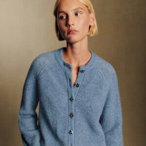 Sezane Othello Cardigan Ice Blue size M